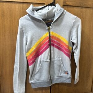 Gray Kids Jacket with Pink and Yellow Stripes